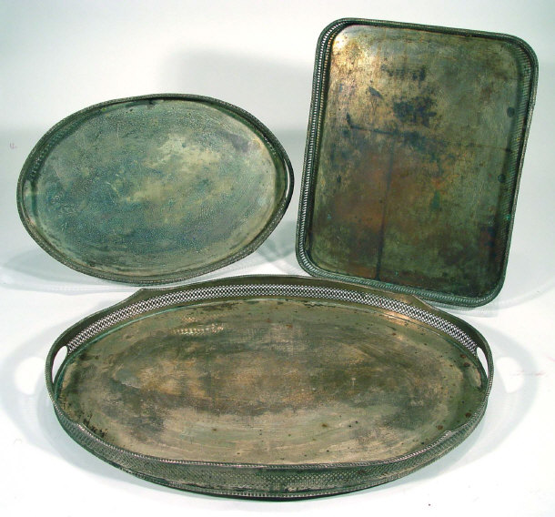 Appraisal: Three silver plated pierced gallery trays largest cm in length