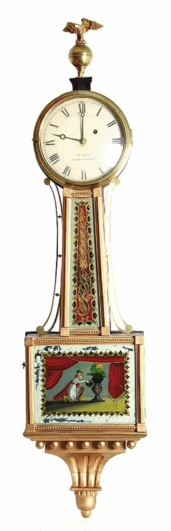 Appraisal: Classical gilt and eglomise banjo clock Zacheus Gates Charlestown and