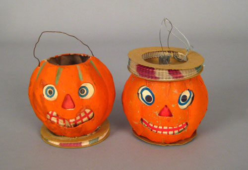 Appraisal: Two Halloween jack-o-lanterns early th c one with accordion top