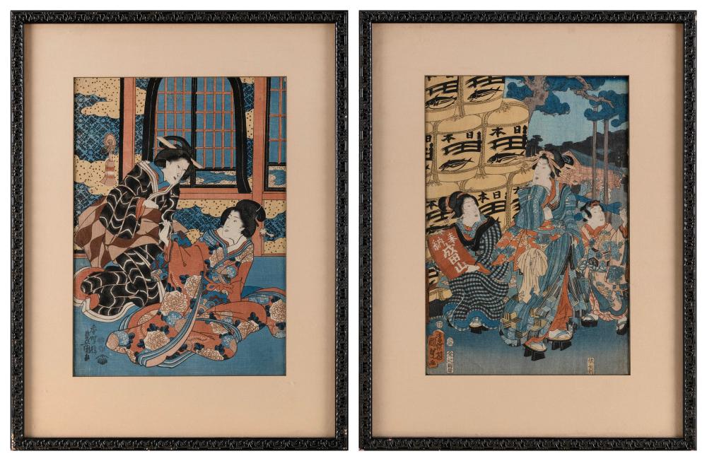 Appraisal: UTAGAWA KUNIYOSHI JAPAN - TWO SCENES OF COURTESANS WOODBLOCK PRINTS