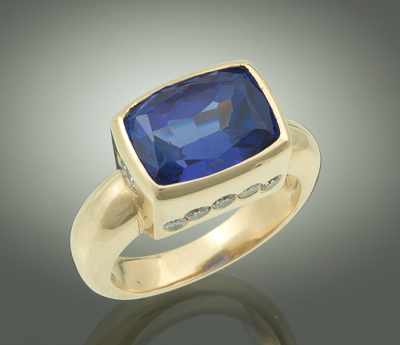 Appraisal: A Ladies' Tanzanite and Diamond Ring k yellow gold contemporary