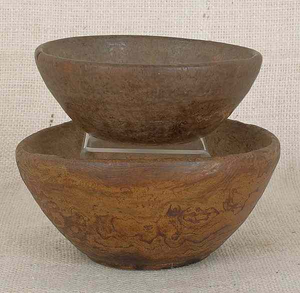 Appraisal: Two New England burlwood bowls early th c h dia