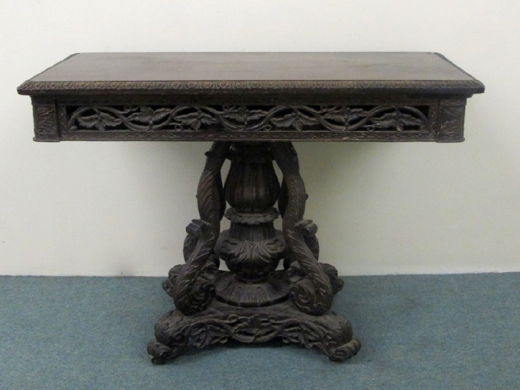 Appraisal: An Anglo Indian hardwood card table the top enclosing a