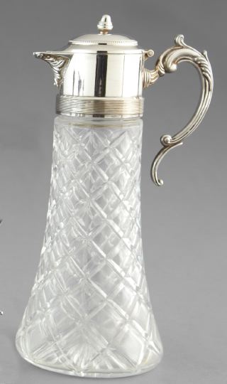 Appraisal: English Silverplate-Mounted Cut Glass Claret Jug first quarter th century