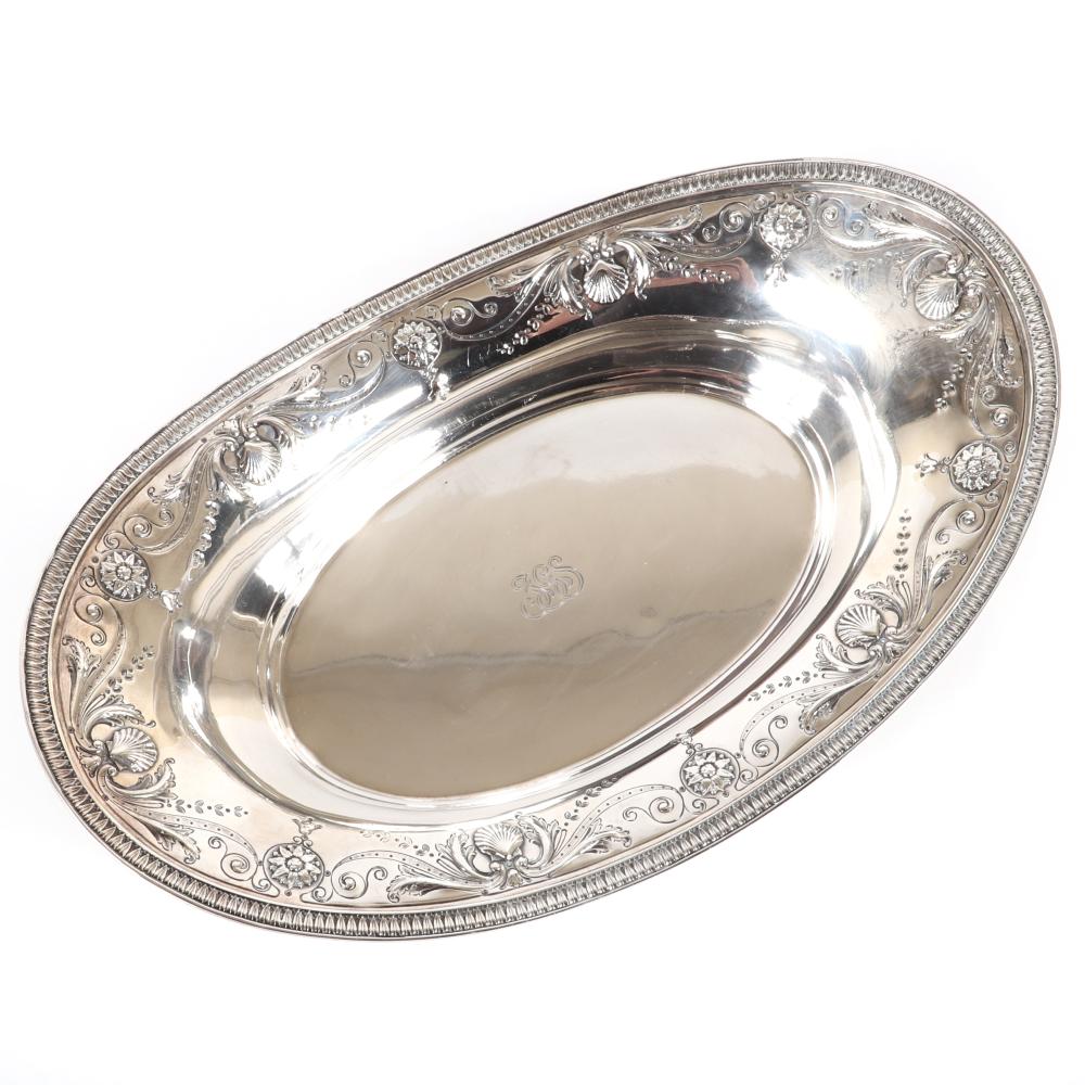 Appraisal: TIFFANY CO MAKERS STERLING SILVER OVAL BREAD BASKET SERVING BOWL