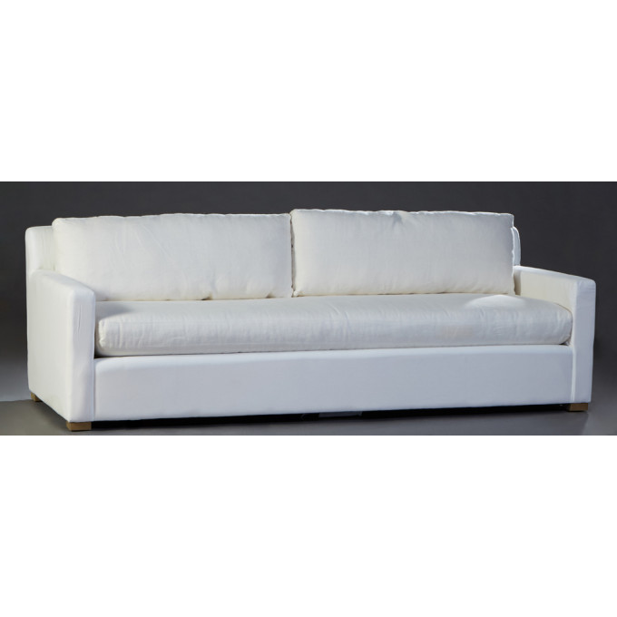 Appraisal: Restoration Hardware Contemporary White Muslin Sofa th c with two