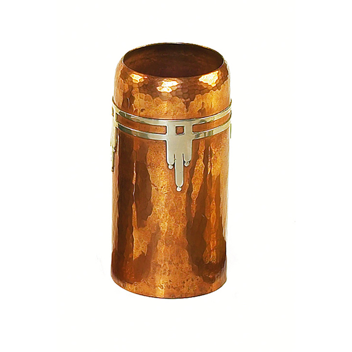 Appraisal: Roycroft vase cylindrical form in hammered copper with an applied