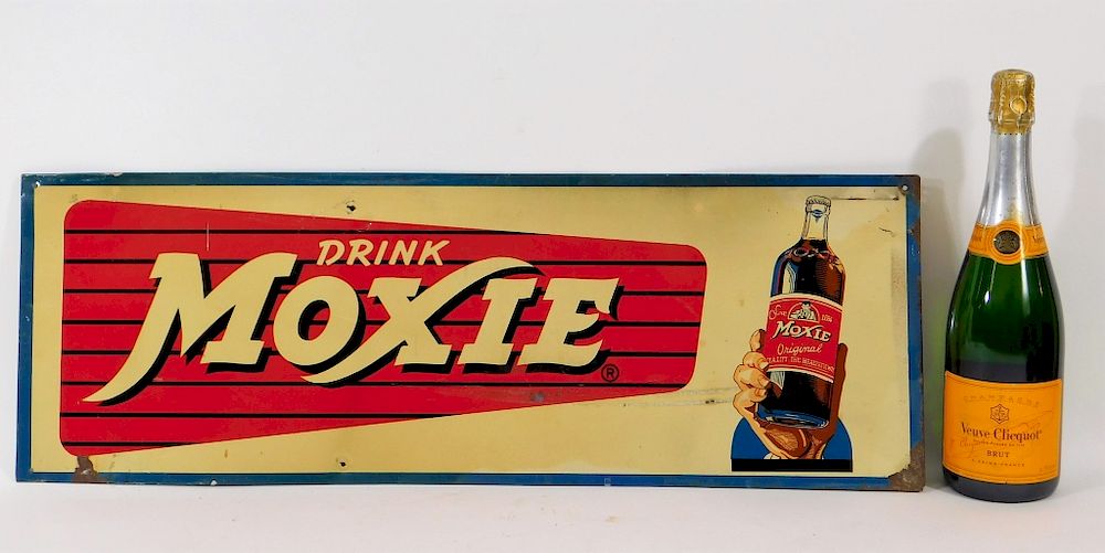 Appraisal: Drink Moxie Soda Tin Advertising Sign United states th Century