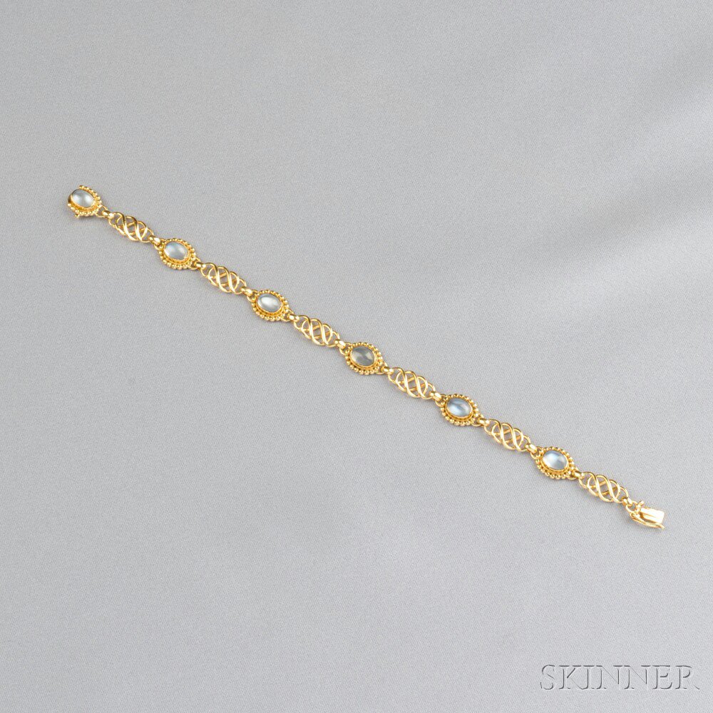 Appraisal: kt Gold and Moonstone Bracelet Georg Jensen set with six