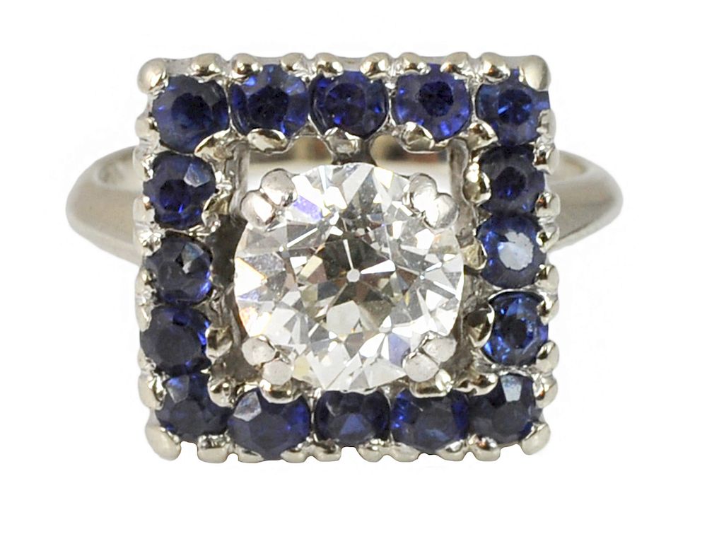 Appraisal: Ct Diamond and Sapphire Kt White Gold Ring Stamped kt