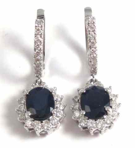 Appraisal: PAIR OF SAPPHIRE AND DIAMOND EARRINGS each k white gold