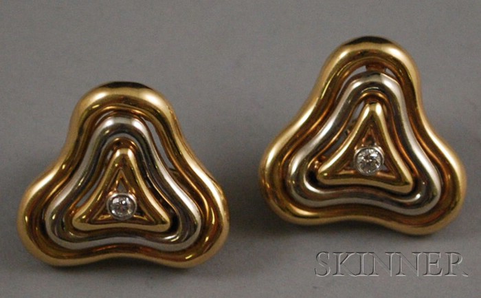 Appraisal: kt Bicolor Gold and Diamond Earrings total dwt