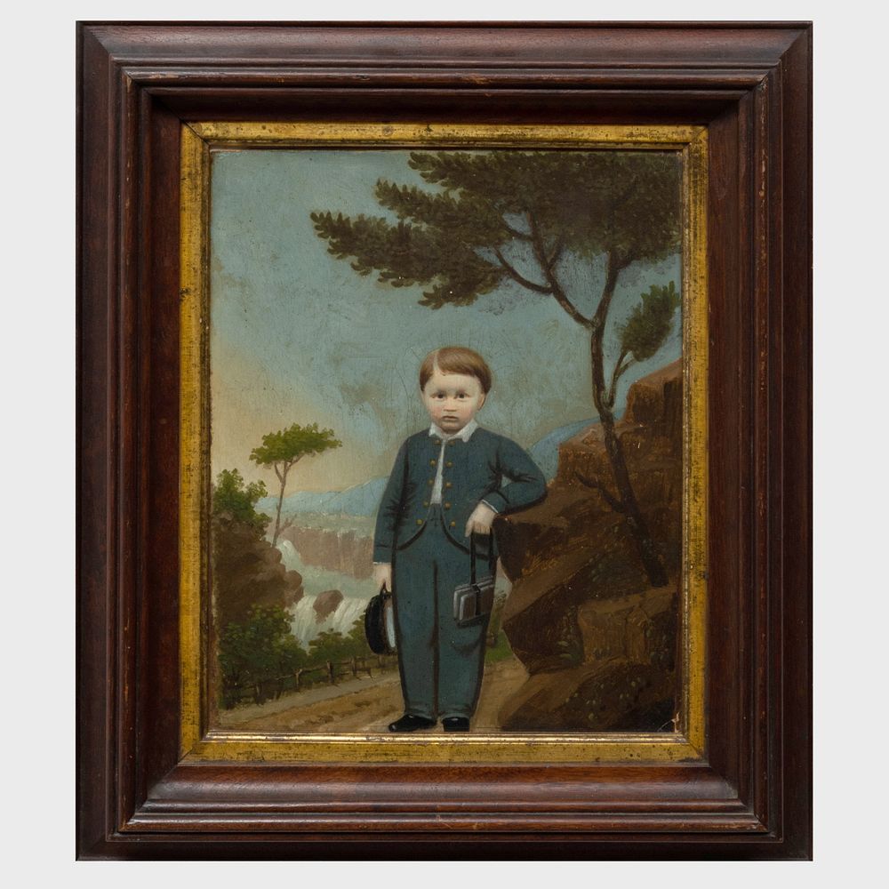 Appraisal: American School Portrait of a Boy in a Blue Suit