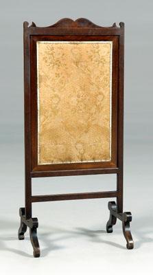 Appraisal: Regency mahogany fire screen mahogany frame on trestle-form base with