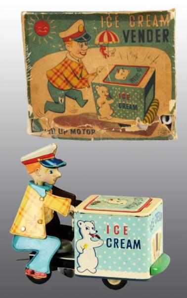 Appraisal: Tin Ice Cream Vendor Wind-Up Toy Description Japanese Working Vendor