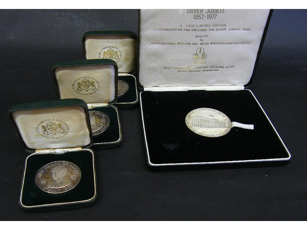 Appraisal: Cased silver jubilee coin 'Welcoming the Jubilee Baby of '