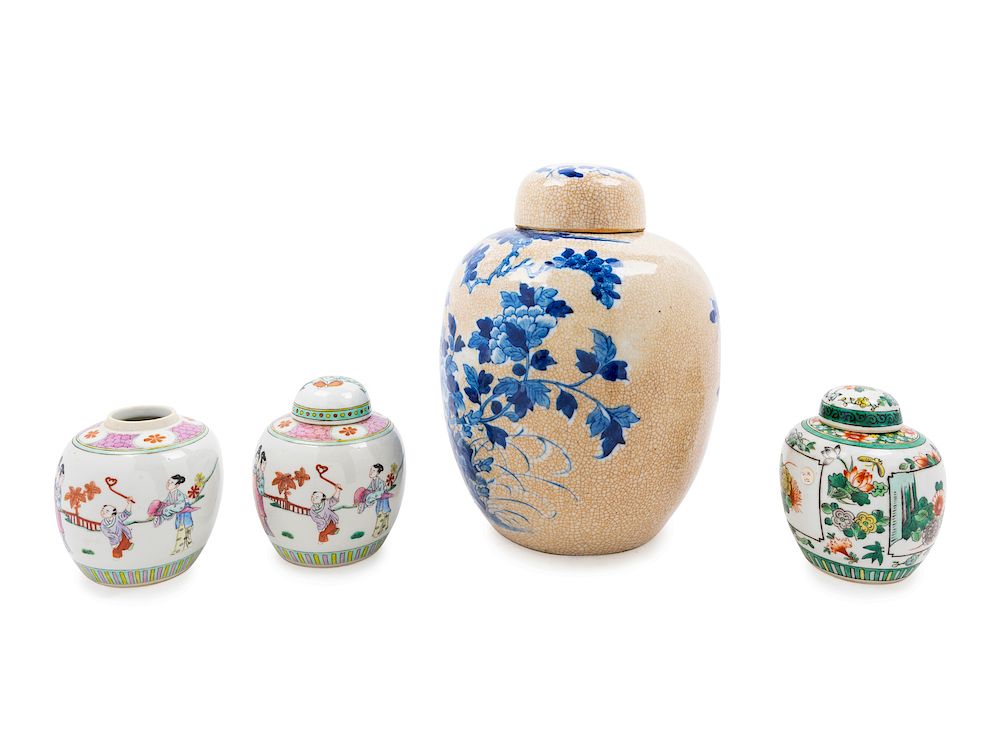 Appraisal: Four Chinese Porcelain Ginger Jars Tallest height in cm Four