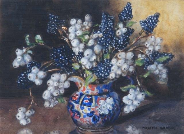 Appraisal: MARION BROOM British - Still life of flowers in an