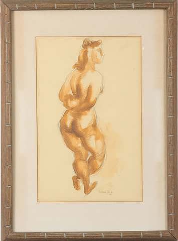 Appraisal: Female nude watercolor x sight SLR Artist American - S