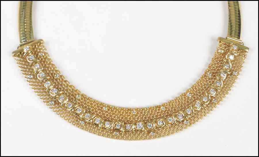 Appraisal: DIAMOND AND KARAT YELLOW GOLD NECKLACE grams Condition No Specific