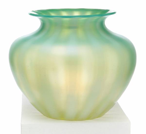 Appraisal: A Steuben Oriental jade glass vase shape circa unsigned height