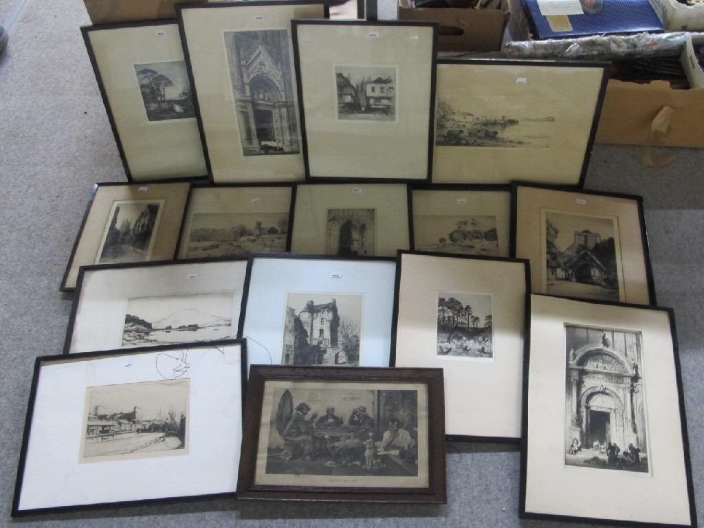 Appraisal: Lot comprising fourteen etchings to include TOM PATERSON ALEXANDER P