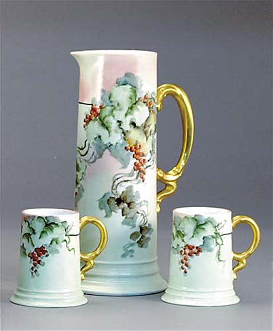 Appraisal: Continental porcelain beverage set Limoges Rosenthal circa painted by C