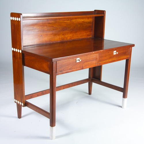 Appraisal: STYLE OF OTTO WAGNER Bleached mahogany desk with backsplash and