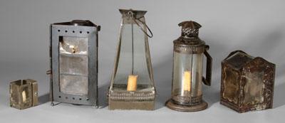 Appraisal: Five diminutive lanterns one a folding miniature with mica shade