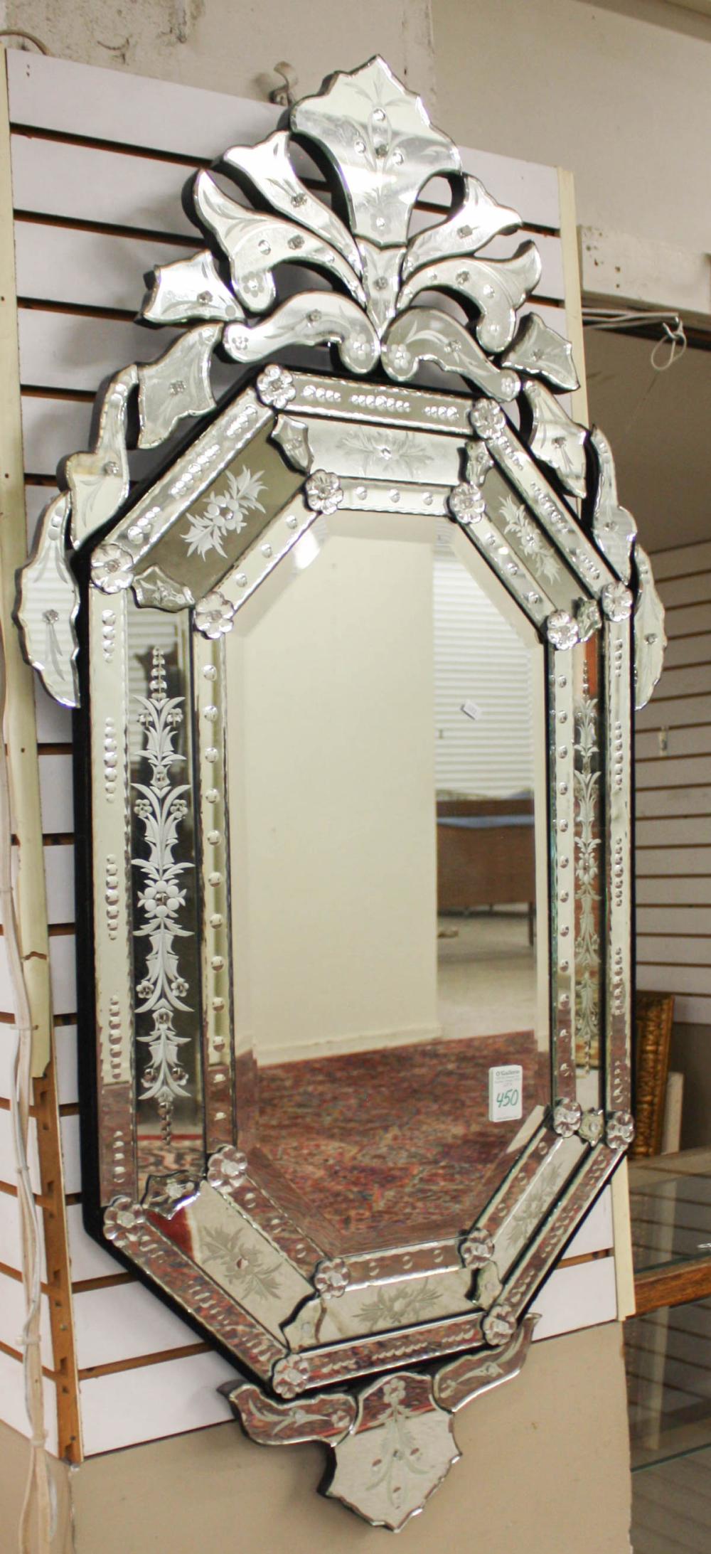 Appraisal: VENETIAN STYLE REVERSE-ETCHED WALL MIRROR th century L x W