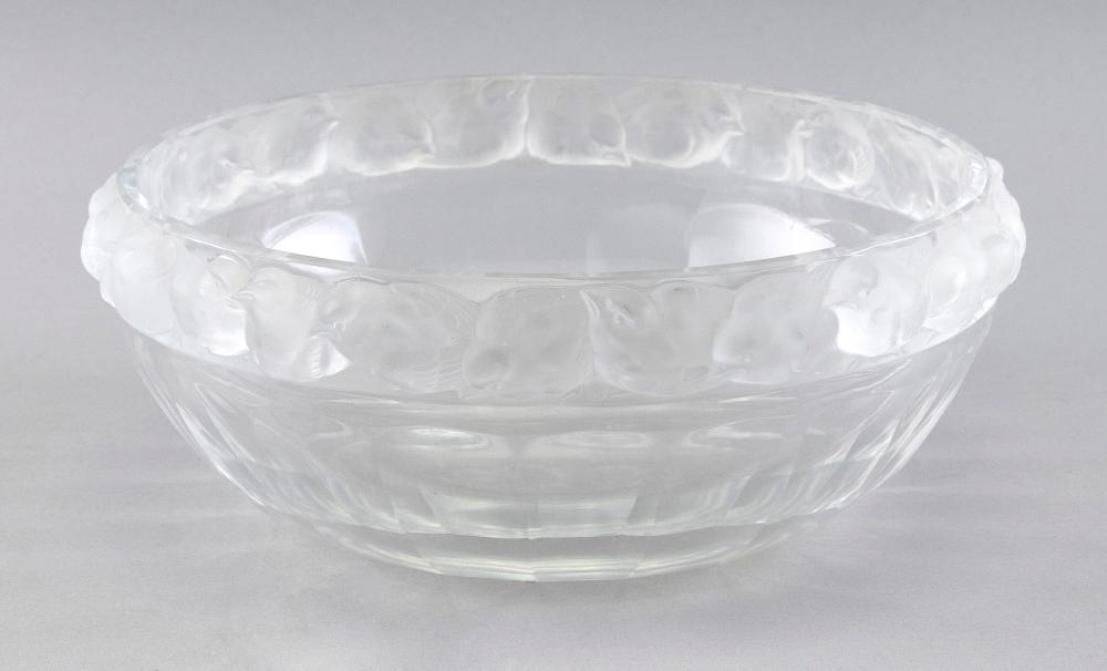 Appraisal: LALIQUE MESSANGES CENTERPIECE BOWL TH CENTURY HEIGHT DIAMETER LALIQUE MESSANGES