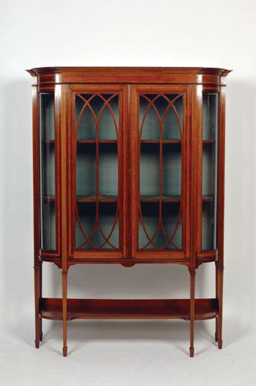 Appraisal: AN EDWARDIAN INLAID MAHOGANY SHERATON REVIVAL DISPLAY CABINET with glazed