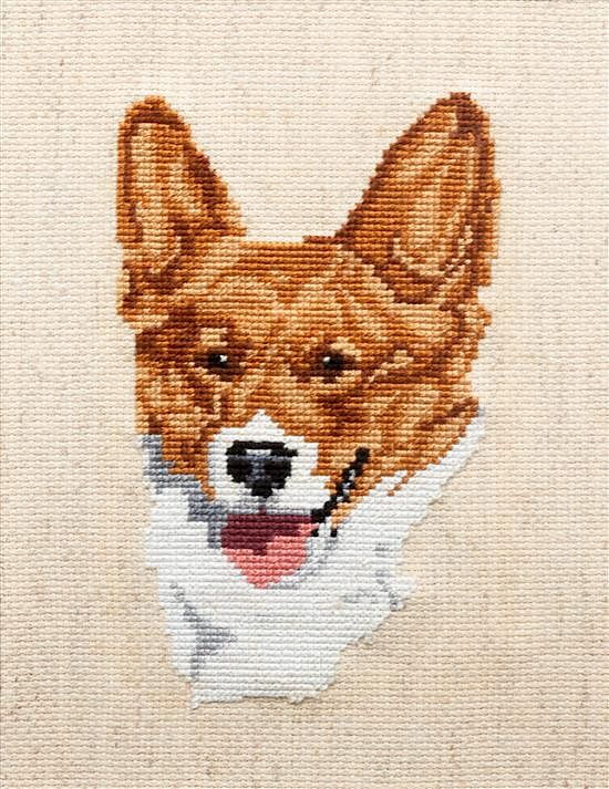 Appraisal: Three Works of Art depicting Pembroke Welsh Corgis Larger x