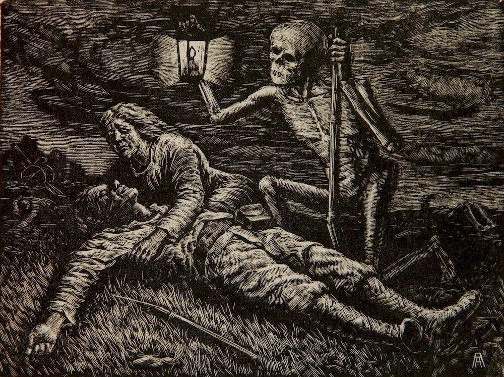 Appraisal: Albert Abramovitz wood engraving Albert Abramovitz American - - Skeleton