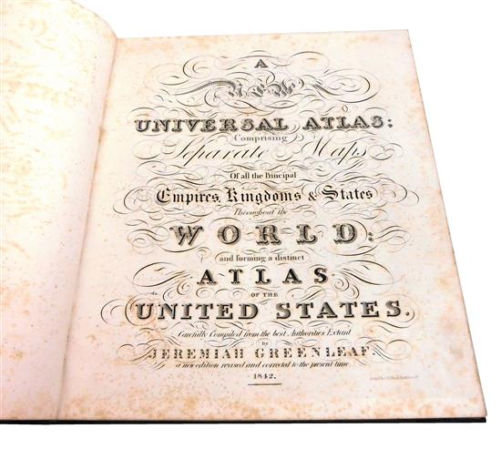 Appraisal: BOOK Greenleaf Jeremiah A New Universal Atlas Brattleboro VT small