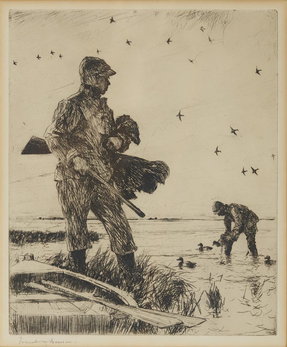 Appraisal: FRANK WESTON BENSON American - Winter Wildfowling etching signed Frank