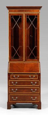 Appraisal: George I style desk and bookcase dovetailed two-case construction upper