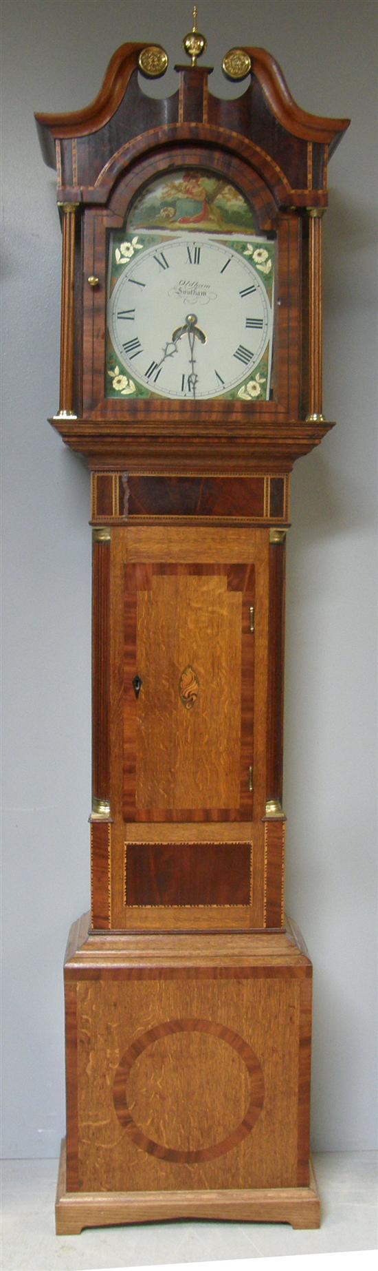 Appraisal: th century thirty hour oak and mahogany longcase clock by