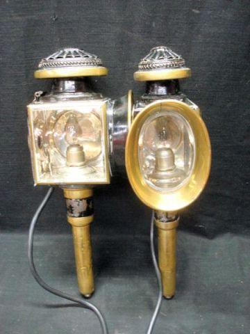 Appraisal: Pair of Antique Carriage Lanterns These have been electrified and