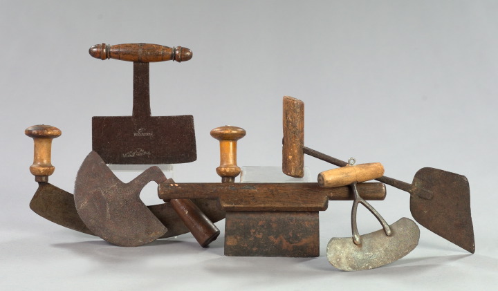 Appraisal: Collection of Six Wrought-Iron Food Choppers mid- th century l