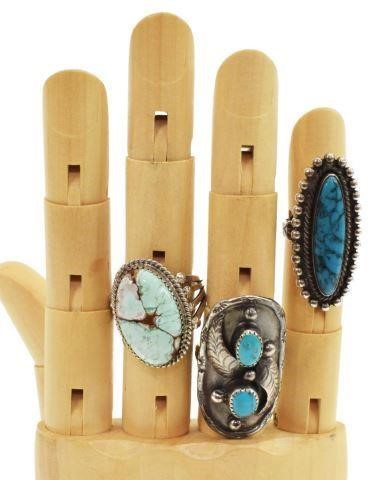 Appraisal: lot of Native American silver and turquoise rings all likely