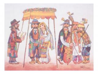 Appraisal: Jovan Obican Artist's Proof Framed wedding scene titled Mazel Tov