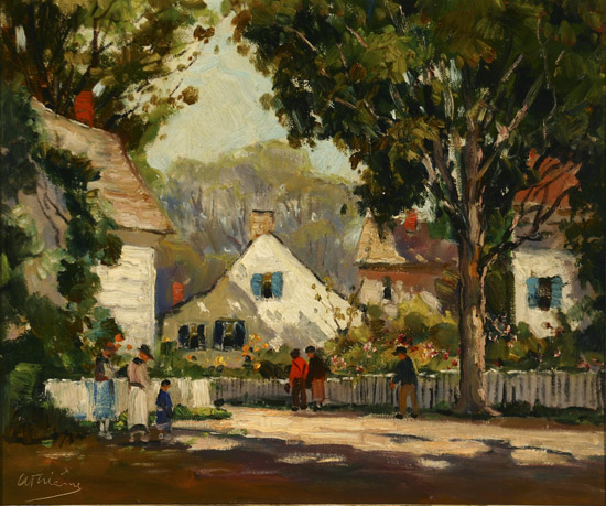 Appraisal: Anthony Thieme American - A Sun Dappled Rockport Street Scene