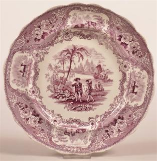 Appraisal: Staffordshire Purple Transfer Plate Staffordshire Purple Transfer Columbus Pattern Scallop