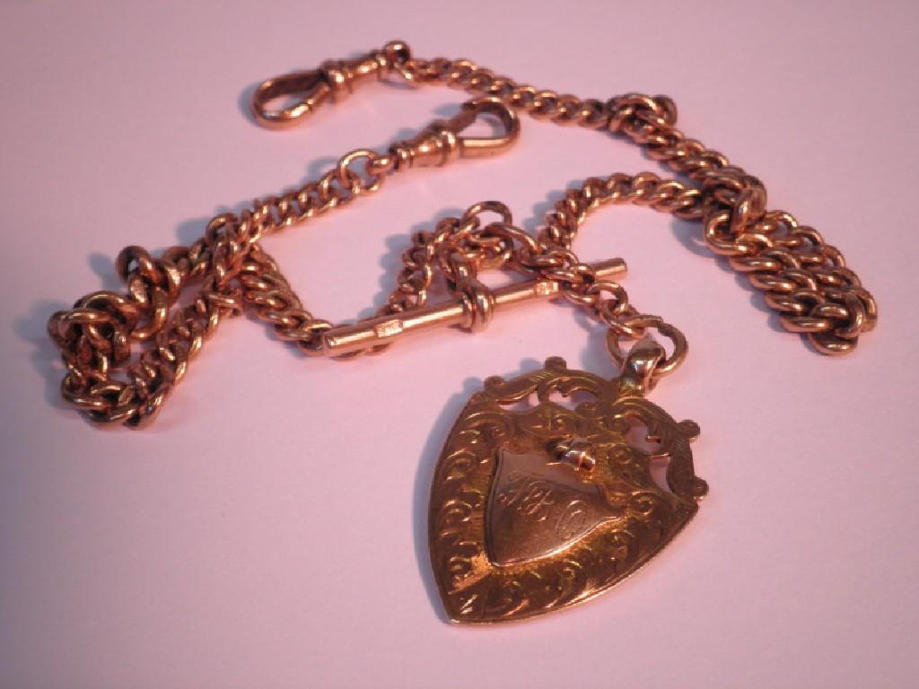 Appraisal: A ct gold Albert with attached fob and swivels weight