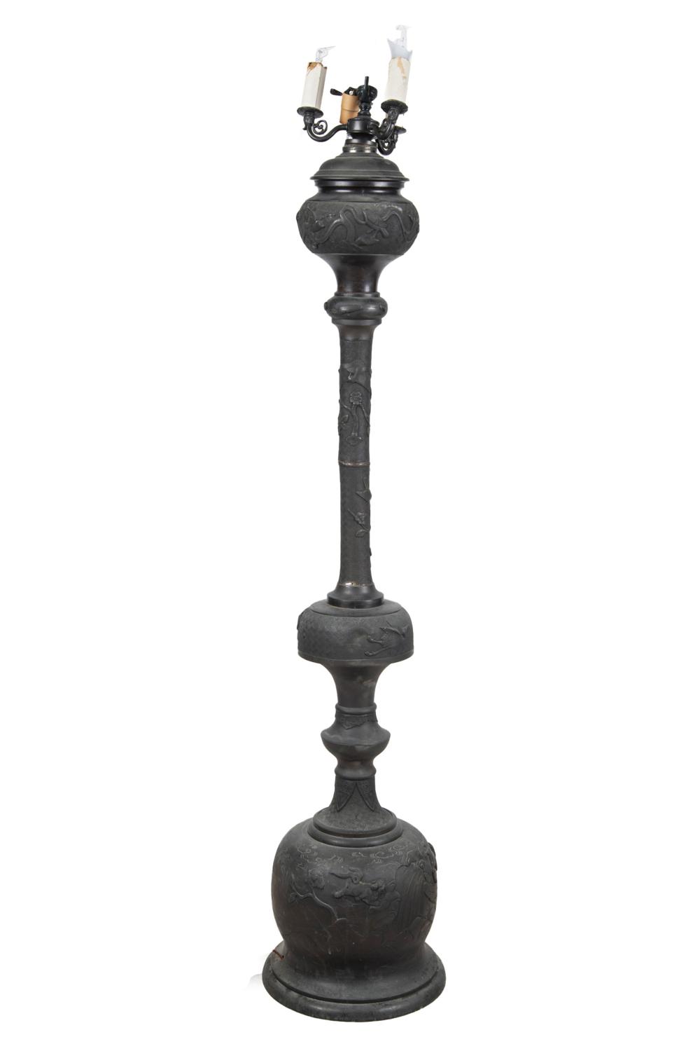 Appraisal: JAPANESE BRONZE TORCHIERECondition candlestick mount does not sit flush separation