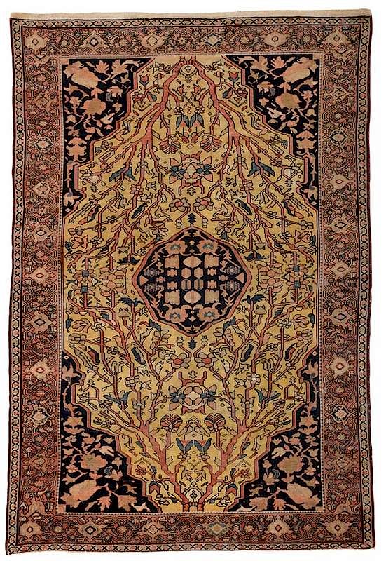 Appraisal: Malayer Rug Persian early th century yellow field with allover