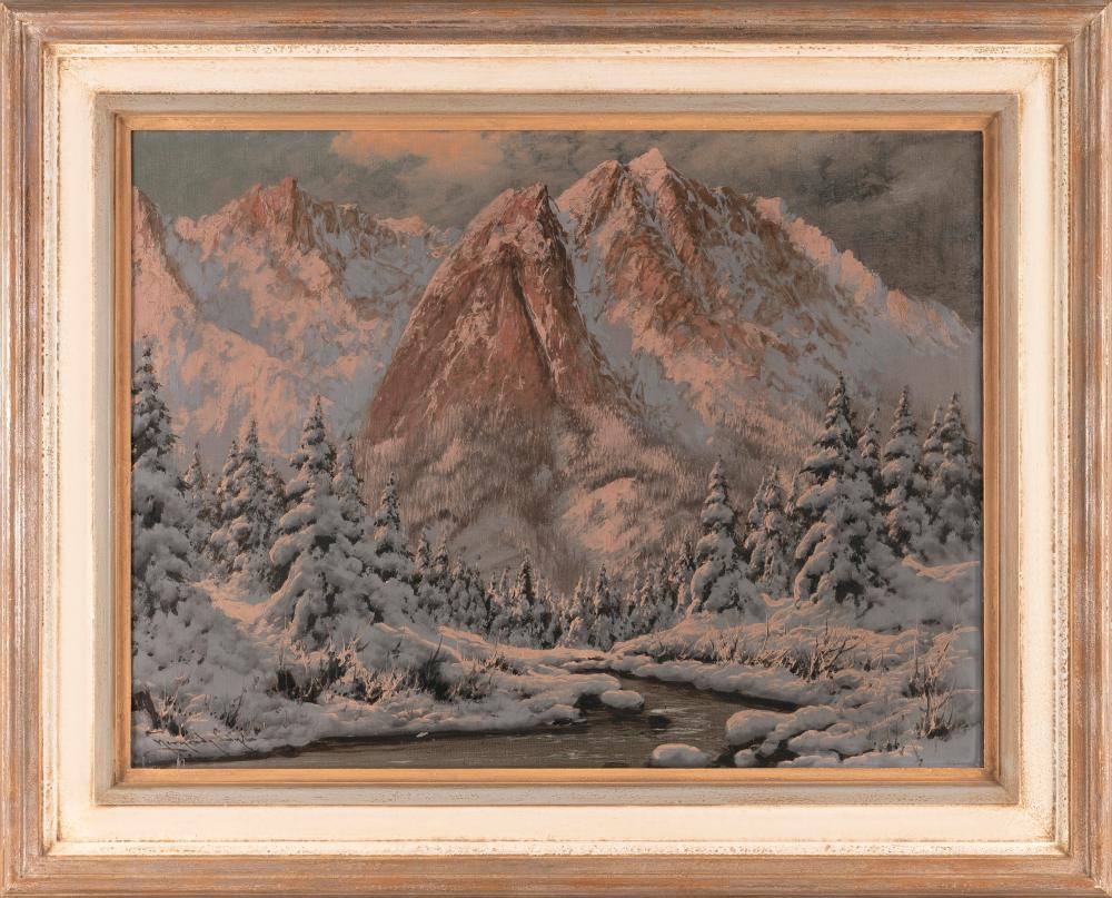 Appraisal: LAZLO NEOGRADY HUNGARY - WINTER LANDSCAPE WITH MOUNTAINS IN THE