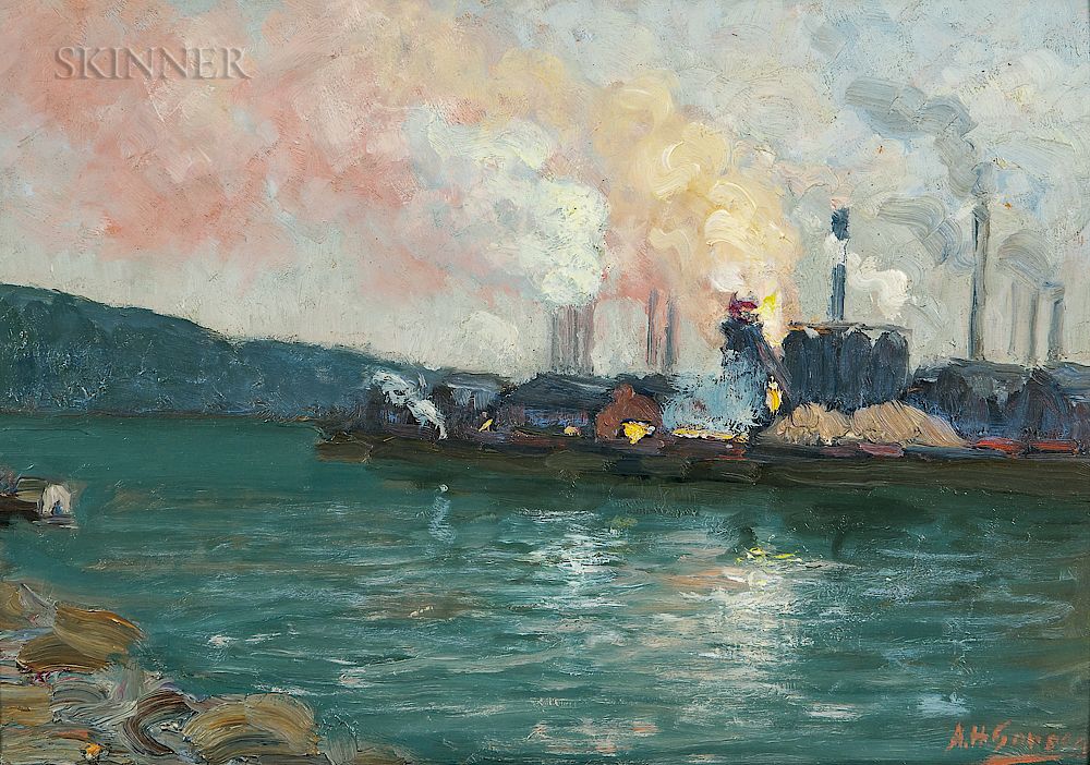 Appraisal: Aaron Harry Gorson American - Steel Mills Along a River