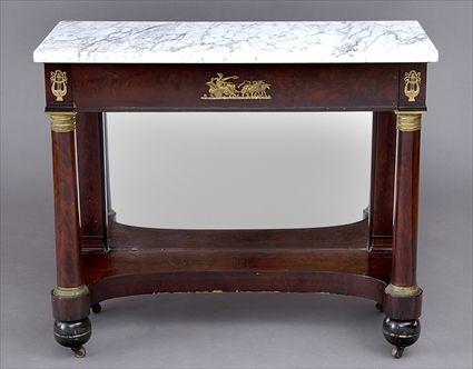 Appraisal: CLASSICAL MAHOGANY BOSTON PIER TABLE The white marble top above